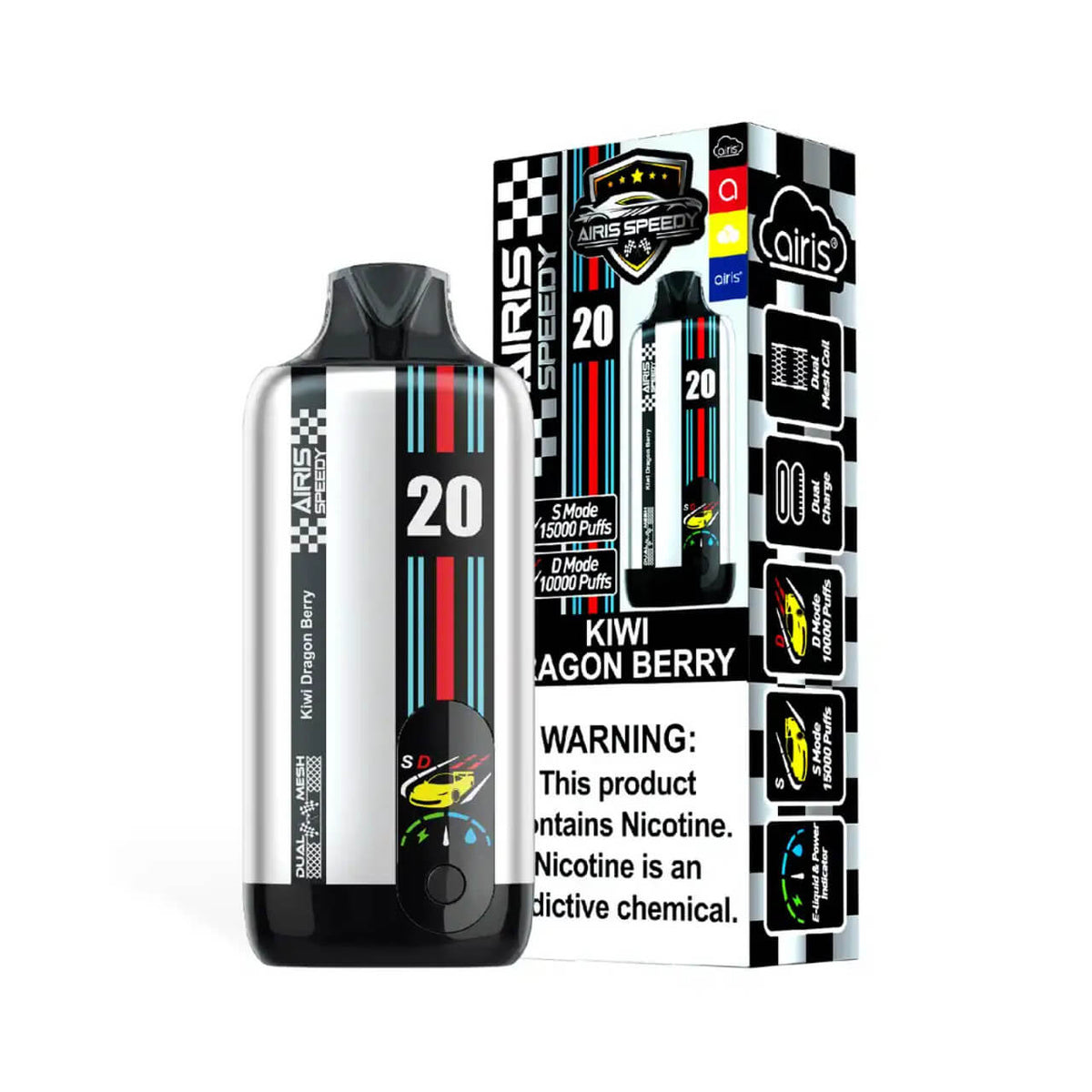 Kiwi Dragon Berry Airis Speedy 15000 Disposable Vape  NicDelivery