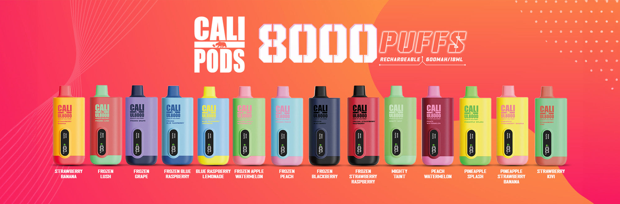 Cali 8000 Vape Flavors Cali Bars UL8000 Disposable Vape 8000 Puffs .99 Cali 8000 Vape Flavors Cali Bars UL8000 Disposable Vape 8000 Puffs .99