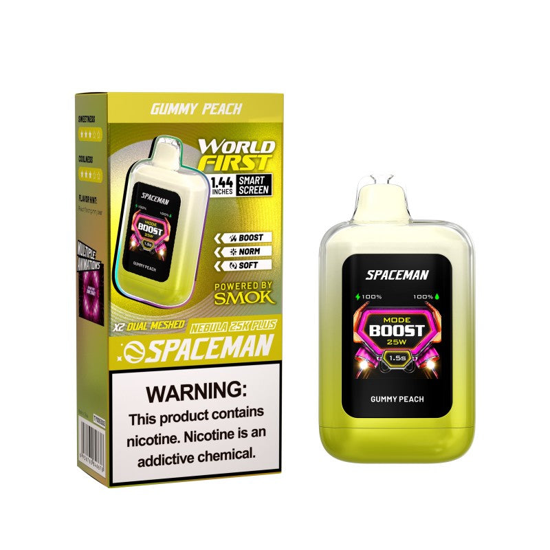 Gummy Peach Spaceman Nebula 25k Plus Disposable Vape NicDelivery Gummy Peach Spaceman Nebula 25k Plus Disposable Vape NicDelivery