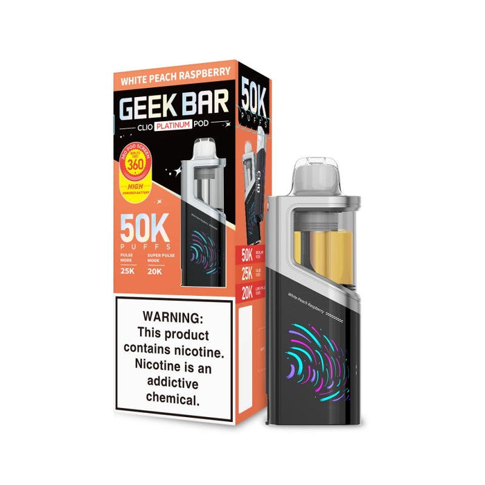 White Peach Raspberry Geek Bar Clio Platinum 50k (POD)