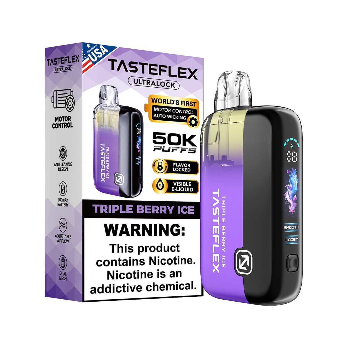 triple berry ice vape juice TasteFlex UltraLock 50K Disposable — NicDelivery North Vape Flavors: All LDLW26 Flavor:Chocolate Mint